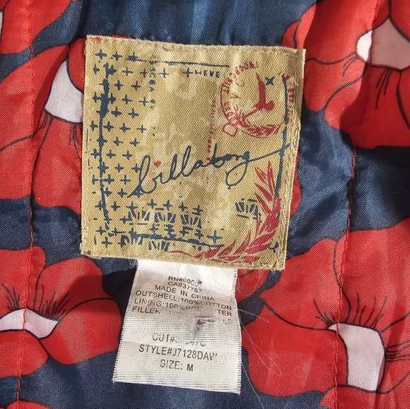 Vintage Y2K BILLABONG ♥️ Red Jacket Lined w/ Red Poppies and Removable Fur Hood - Picture 9 of 11